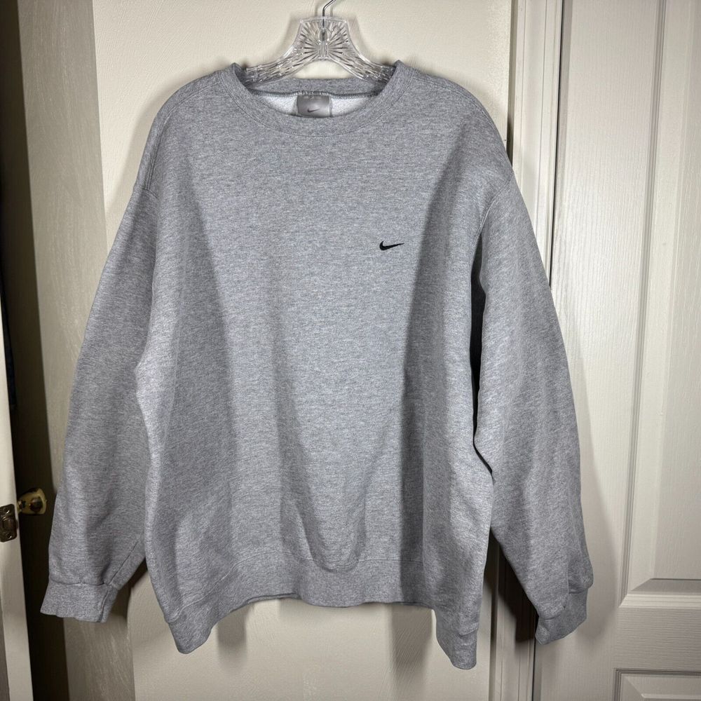Vintage Nike Sweatshirt Men XL Gray 90s Y2K Small Swoosh Classic Streetwear